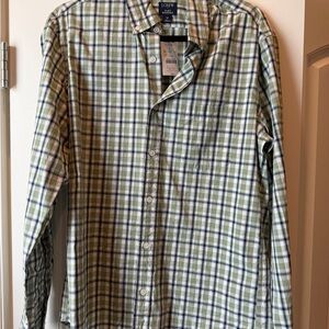 J.Crew Flex Washed Slim Untucked Shirt Men’s Medium | Green Plaid | NWT